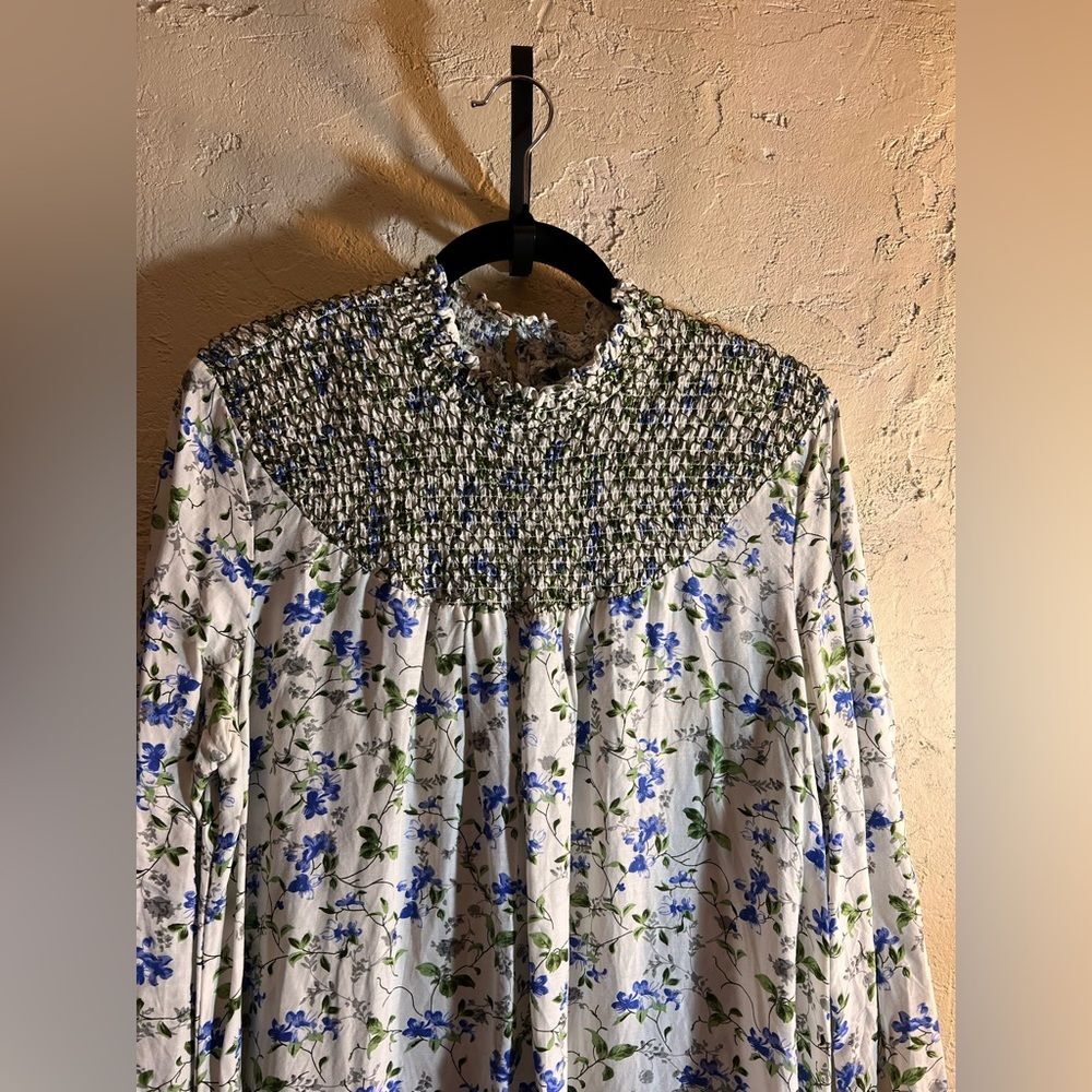 Zara Cottgaecore Long Sleeve Maxi Dress floral summer feminine loose fit beach - Picture 2 of 14